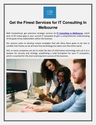 IT Consulting in Melbourne  - EvolveCloud