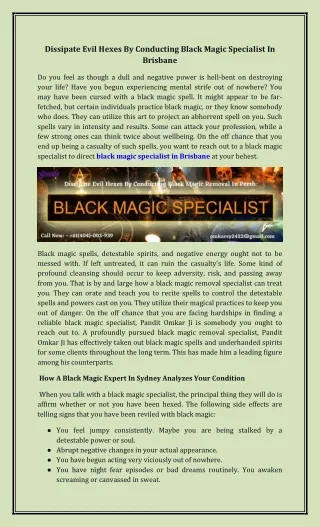 Dissipate Evil Hexes By Conducting Black Magic Removal In Perth