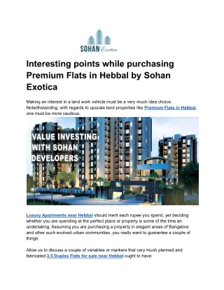 interesting points while purchasing premium flats