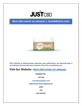 Best cbd cream on amazon | Justcbdstore.com