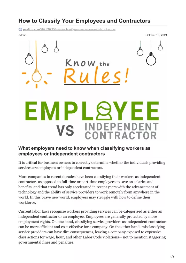 how to classify your employees and contractors