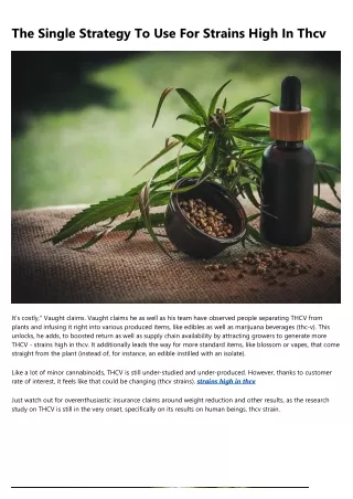 the single strategy to use for strains high