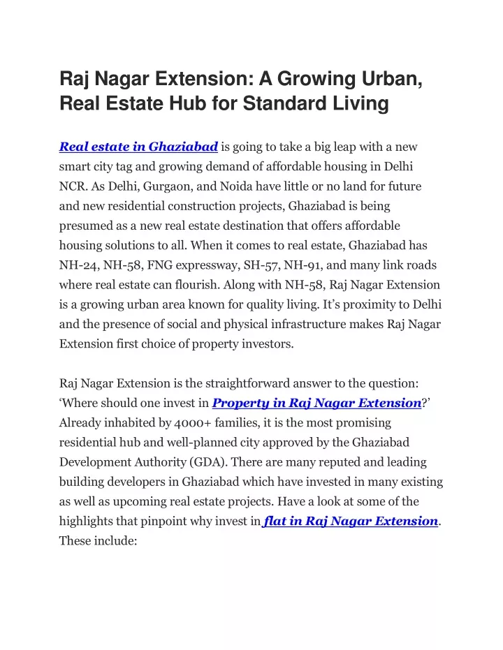 raj nagar extension a growing urban real estate