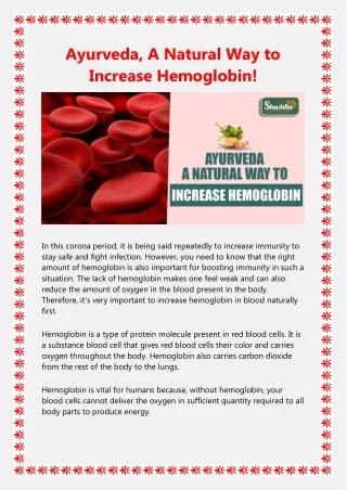 Ayurveda, A Natural Way to Increase Hemoglobin!