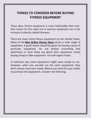 Best Online Fitness Equipments Store