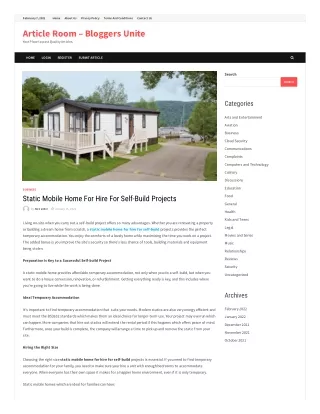 Static Mobile Home For Hire For Self-Build Projects