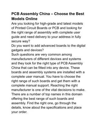 PCB Assembly China