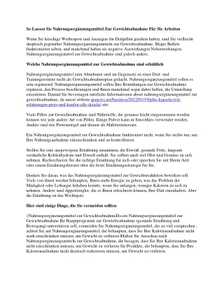 So Lassen Sie Nahrungsergänzungsmittel Zur Gewichtsabnahme Für Sie Arbeiten