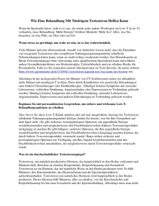 Wie Eine Behandlung Mit Niedrigem Testosteron Helfen Kann