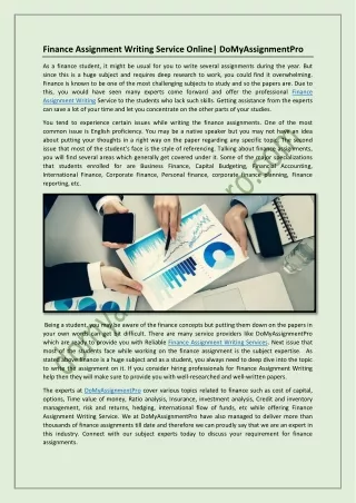 finance assignment writing service online