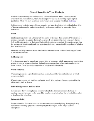 Natural Remedies For Headaches