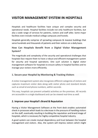 visitor management system in hospitals