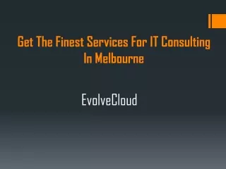 IT Consulting in Melbourne - EvolveCloud