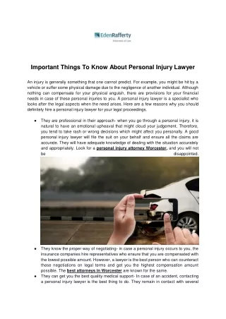 Important things to know about Personal Injury lawyer