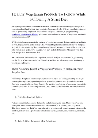healthy vegetarian products to follow while