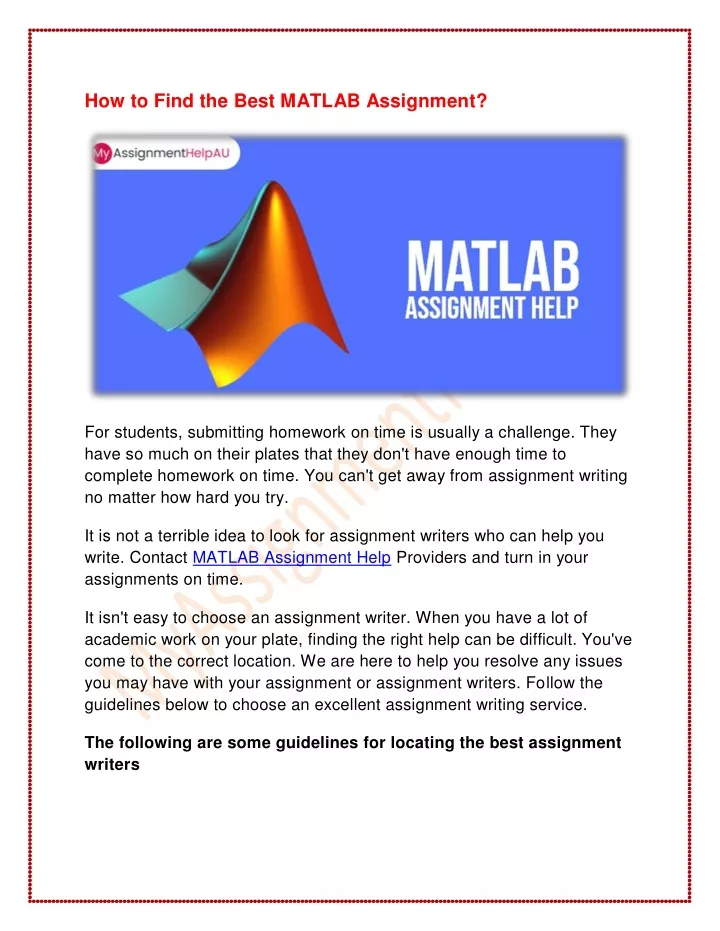 how to find the best matlab assignment