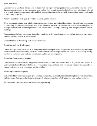 audit prestashop our innovations assist