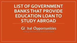 List of Government Banks that provide Education Loan to Study Abroad