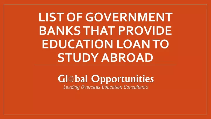 list of government banks that provide education loan to study abroad