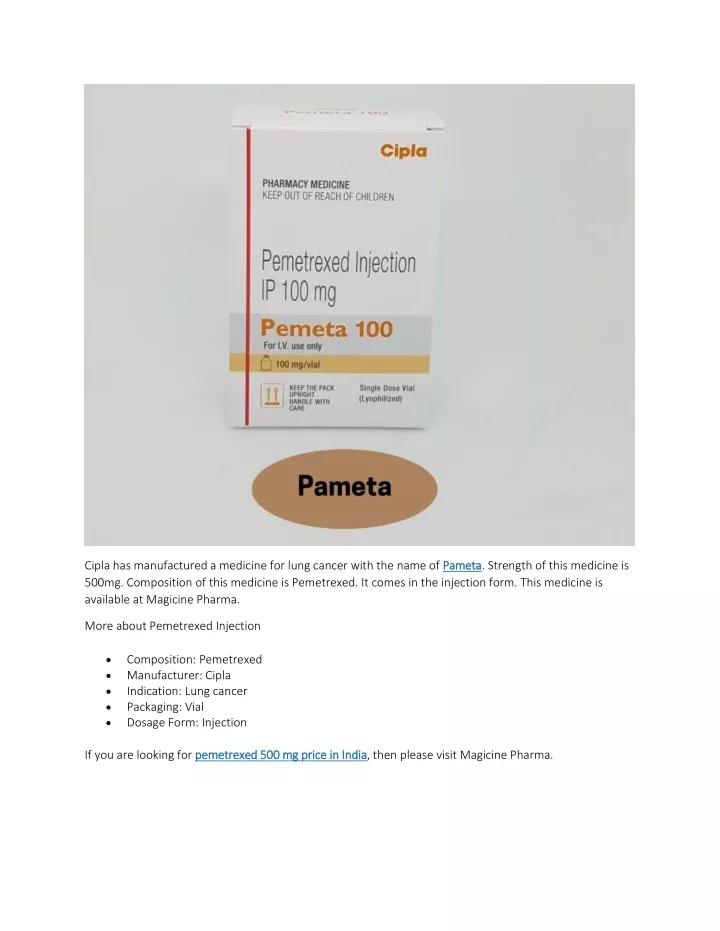 cipla has manufactured a medicine for lung cancer