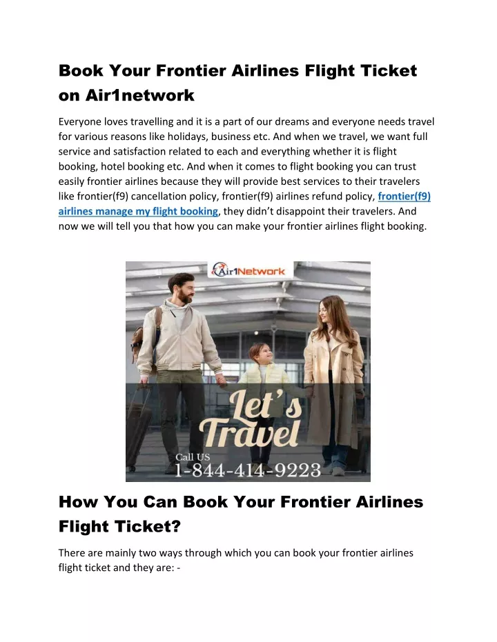 book your frontier airlines flight ticket