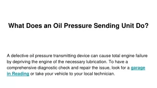 what does an oil pressure sending unit do