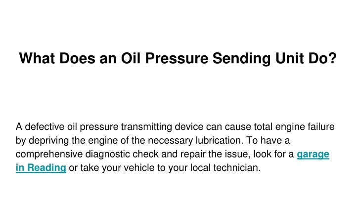 what does an oil pressure sending unit do