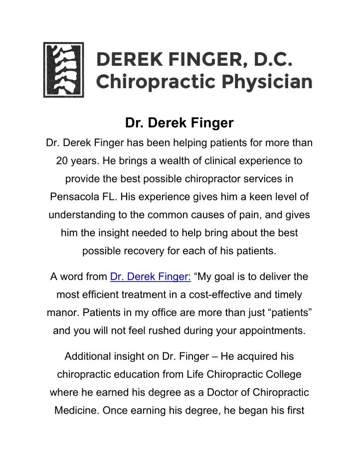 dr derek finger