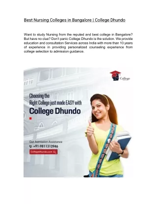 best nursing colleges in bangalore college dhundo