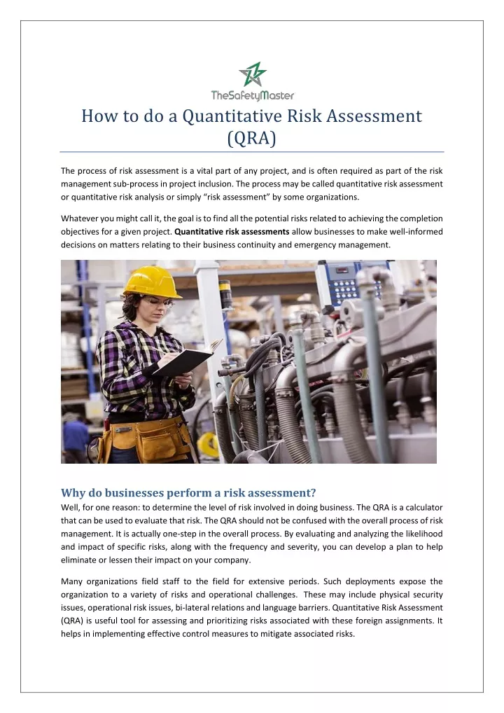 how to do a quantitative risk assessment qra