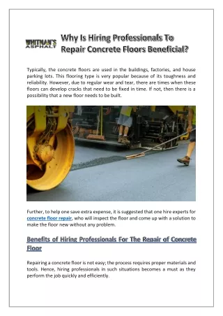 Best Concrete Floor Repair Services | Whitman’s Asphalt