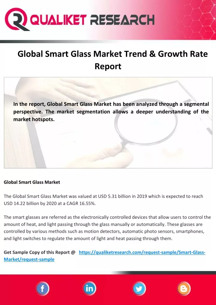 global smart glass market trend growth rate report