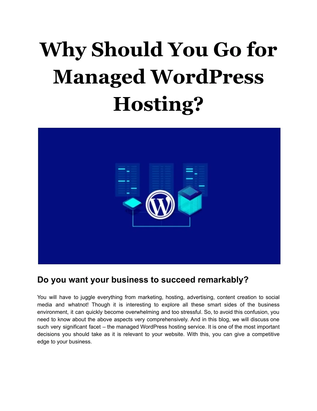 PPT - Why Should You Go for Managed WordPress Hosting PowerPoint ...