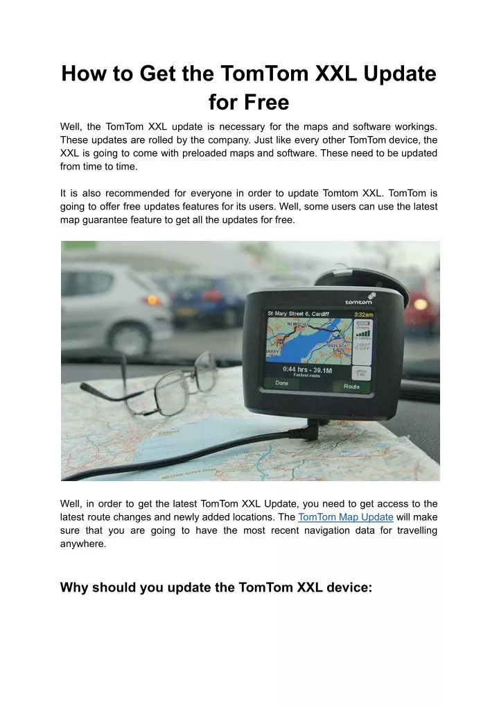 how to get the tomtom xxl update for free
