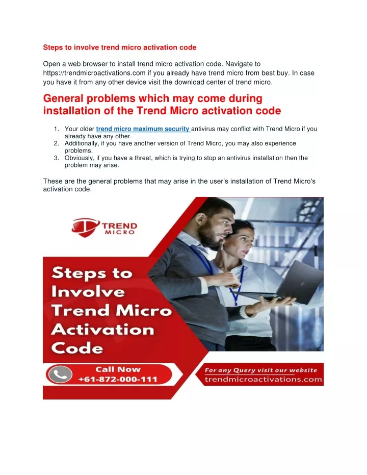 steps to involve trend micro activation code