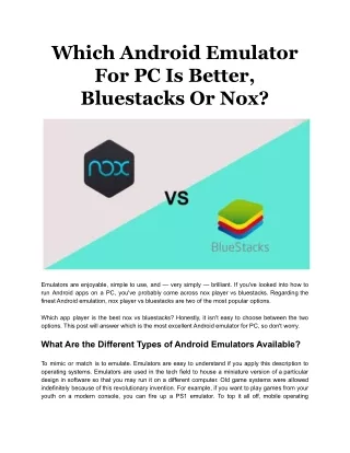 which android emulator for pc is better
