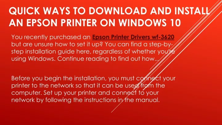 quick ways to download and install an epson printer on windows 10
