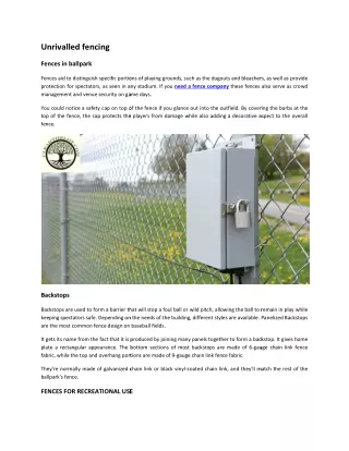 unrivalled fencing