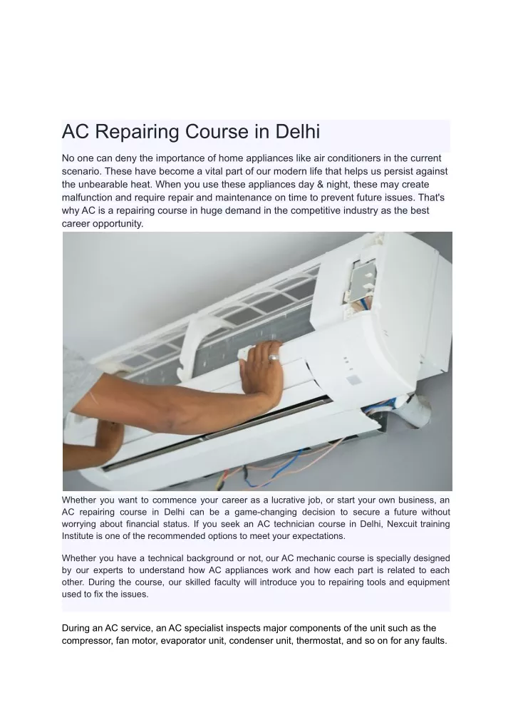 ac repairing course in delhi