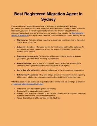 Best Registered Migration Agent In Sydney