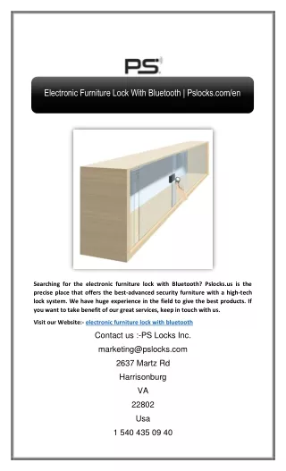 Electronic Furniture Lock With Bluetooth | Pslocks.com/en