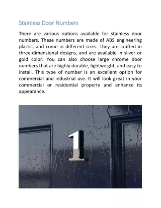Stainless Steel Door Numbers