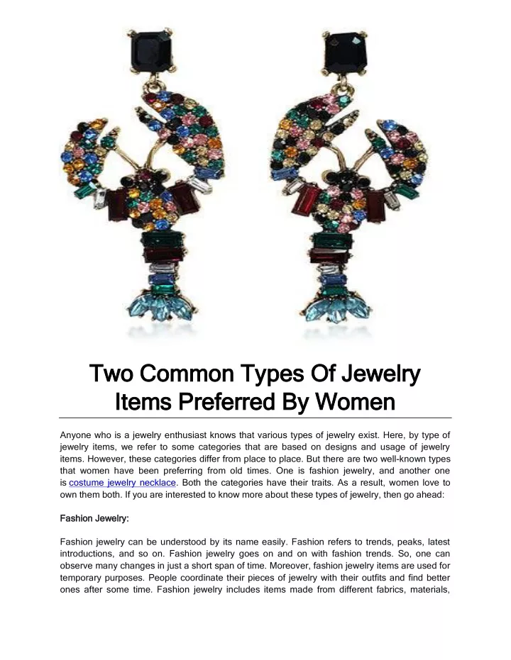 two common types of jewelry two common types