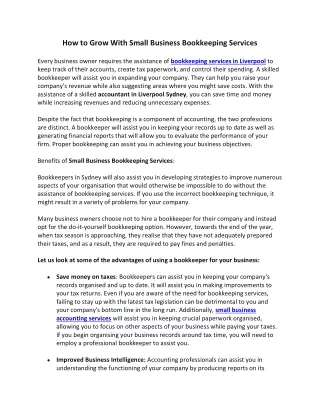 How can Small Business Bookkeeping Services Grow Your Business
