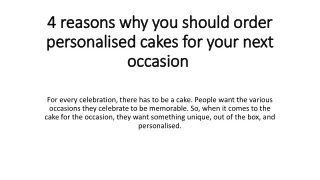 4 reasons why you should order personalised cakes for your next occasion