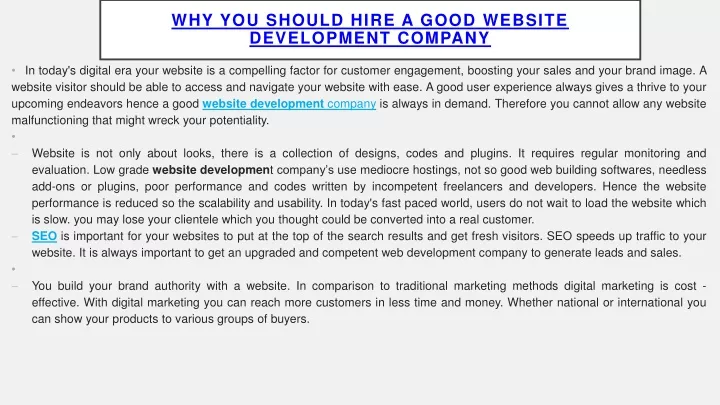 why you should hire a good website development company