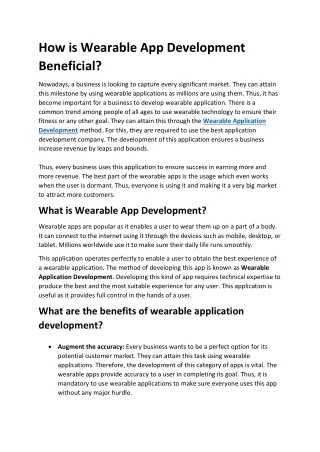 how is wearable app development beneficial