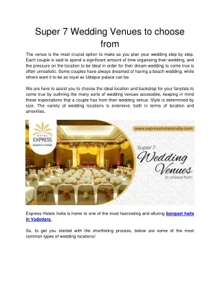 Express hotel - Super 7 Wedding Venues to choose from