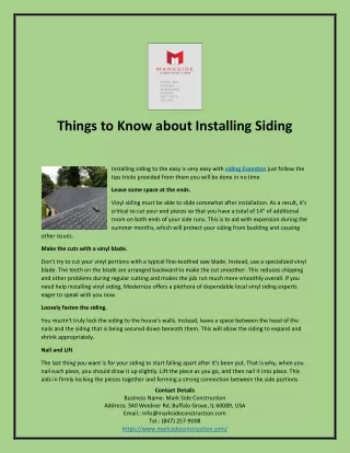 Things to Know about Installing Siding