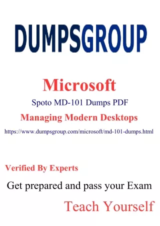 Get MD-101 Dumps PDF for Good results